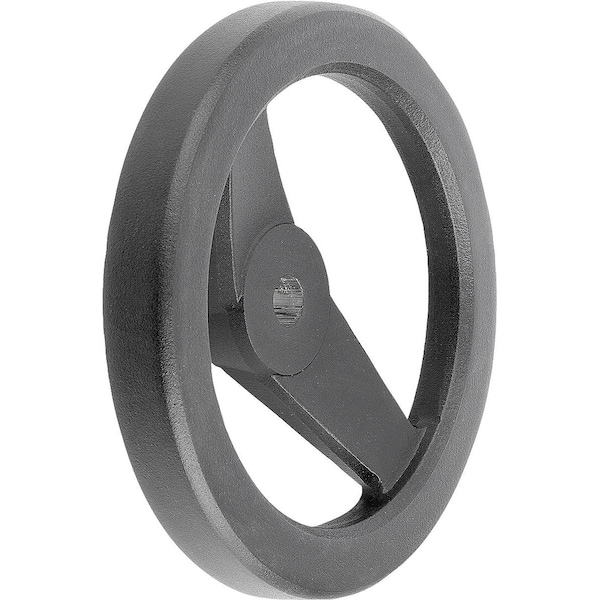 2-Spoke Handwheel D1=100 Reamed Hole D2=10H7, Aluminum, Black Powder, Without Grip